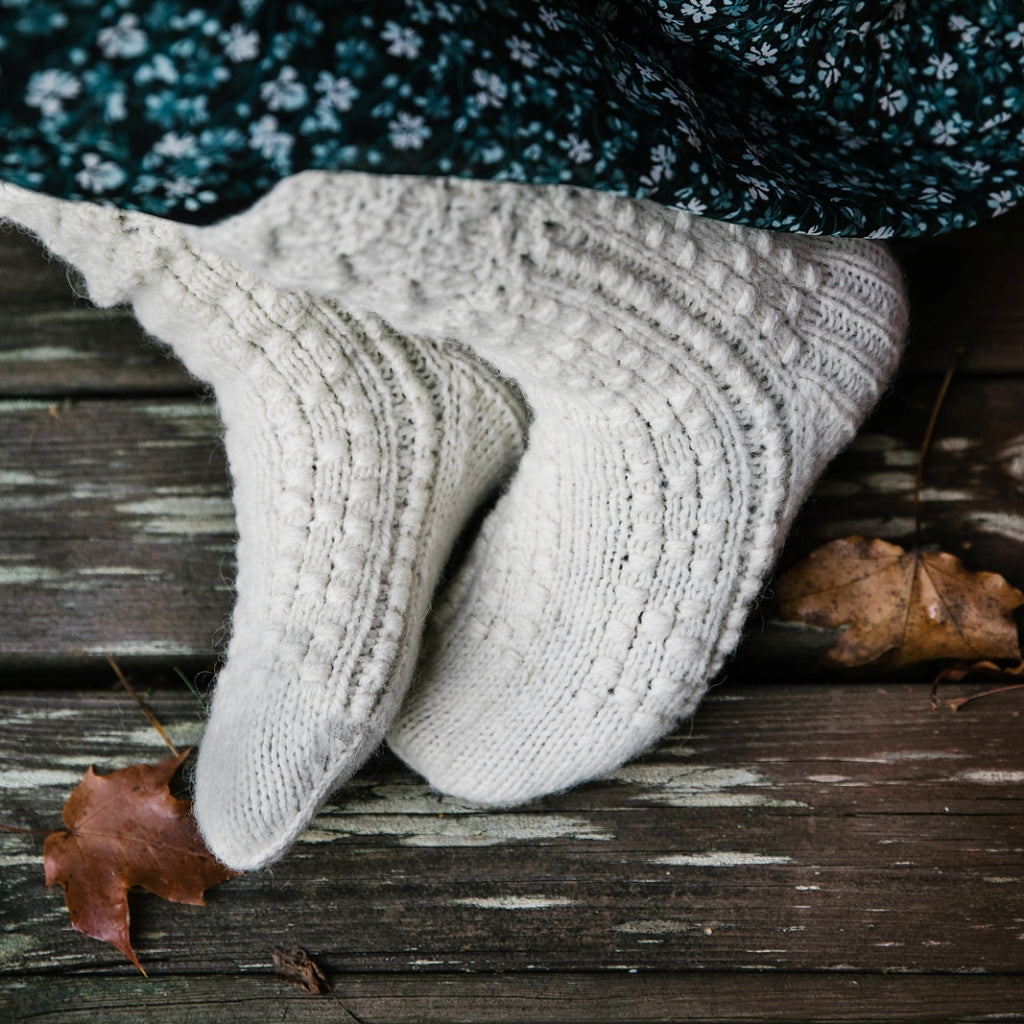 Chaussettes en laine tricotées à la main pour enfants gris Naturel